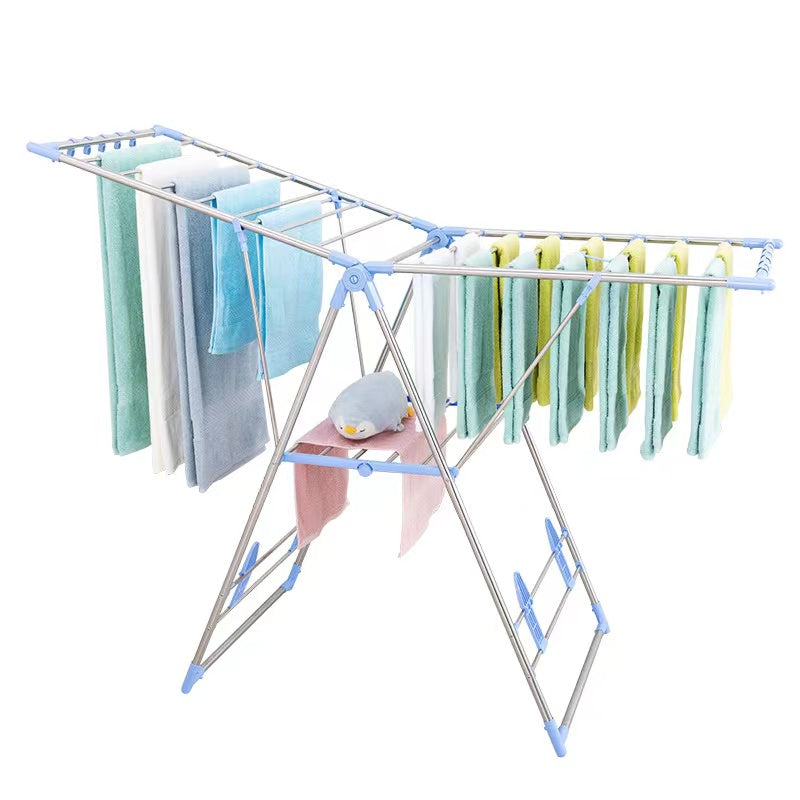 Foldable laundry rack with space-saving design 