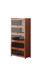 Elegant display cabinet made of bamboo and reinforced clear plastic